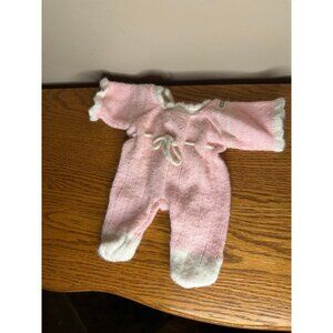 Cabbage Patch Kids knitted pink and white baby newborn sleeper outfit girl pjs
